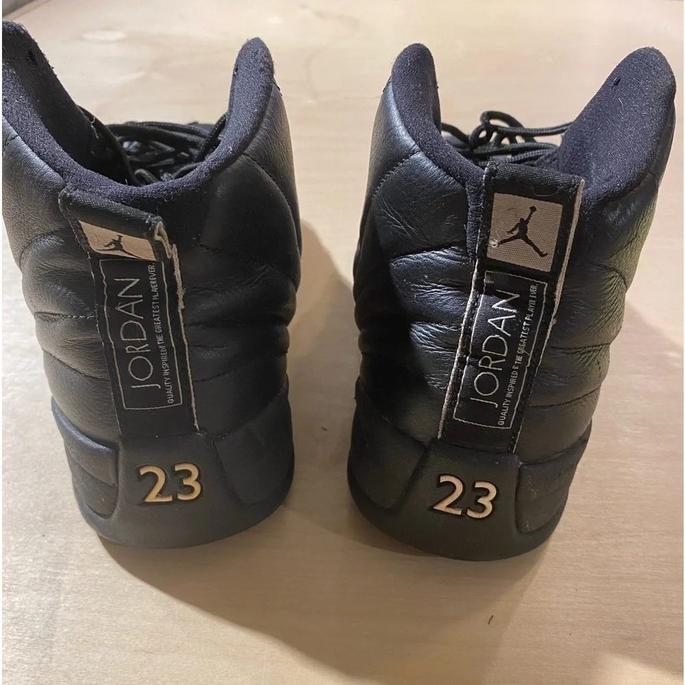Air Jordan 12 Retro Master Black Gold Sneakers Size 12